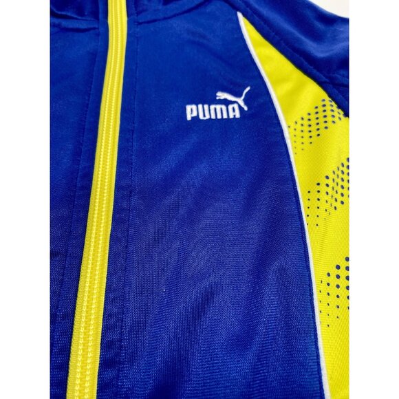PUMA 3T Toddler Boys Athletic Jacket Blue Yellow White Zipper Zip Up - Picture 2 of 7